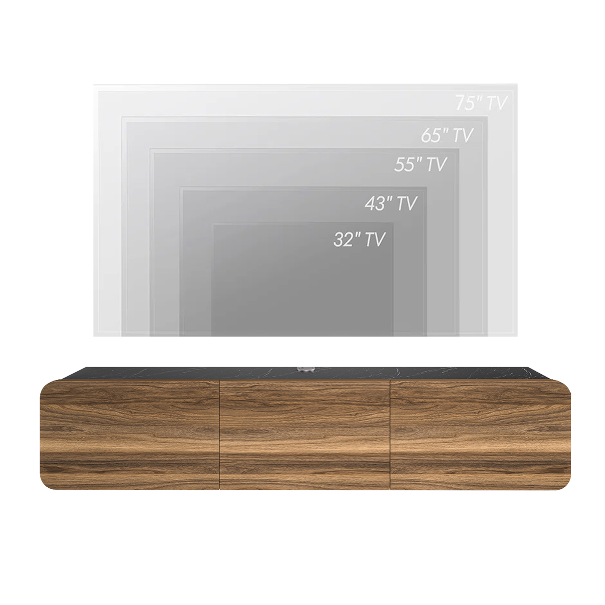 Modern TV Stand - Versatile Wall Mounted Entertainment Center for TVs Up to 80 Inch - Available in Multiple Finishes
