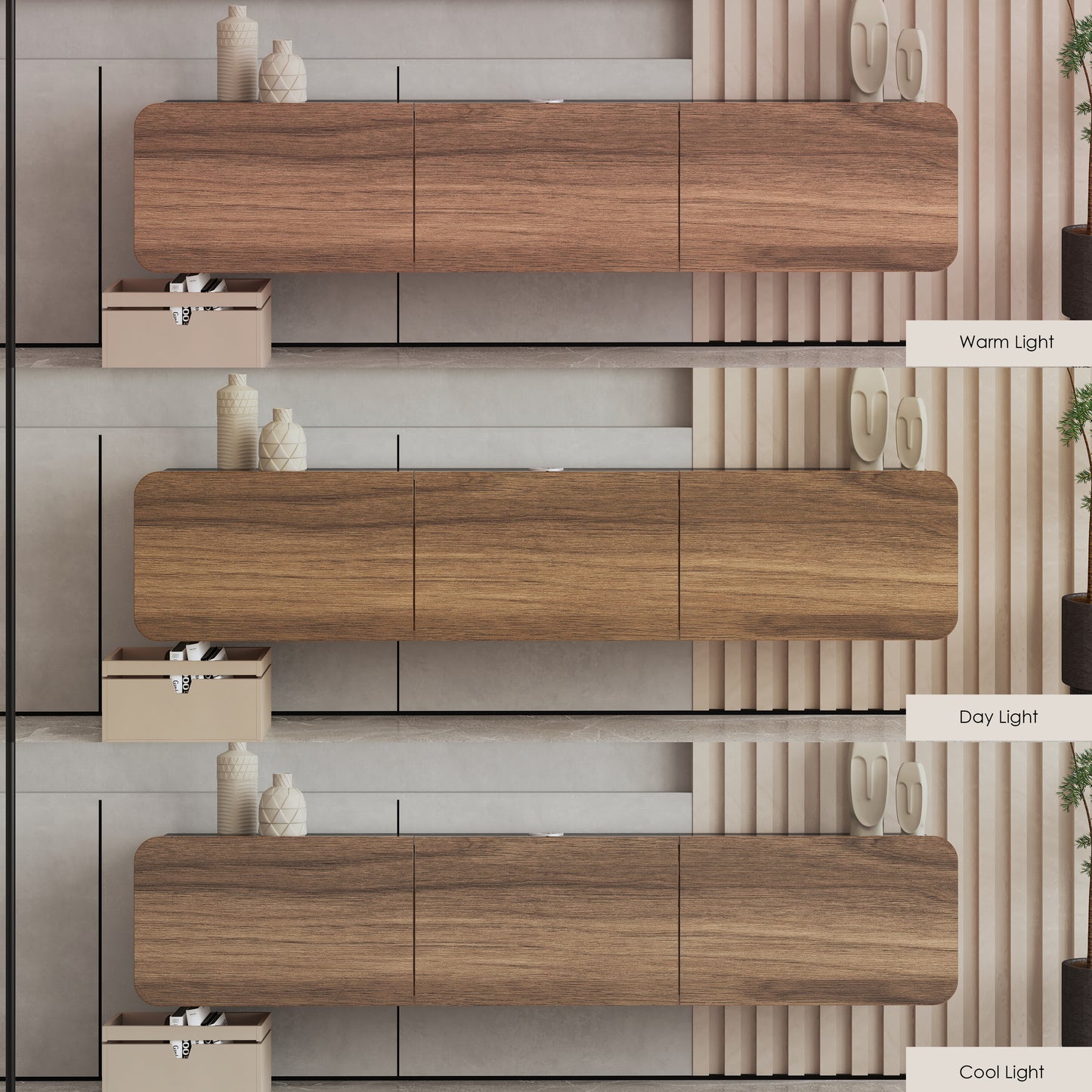 Modern TV Stand - Versatile Wall Mounted Entertainment Center for TVs Up to 80 Inch - Available in Multiple Finishes