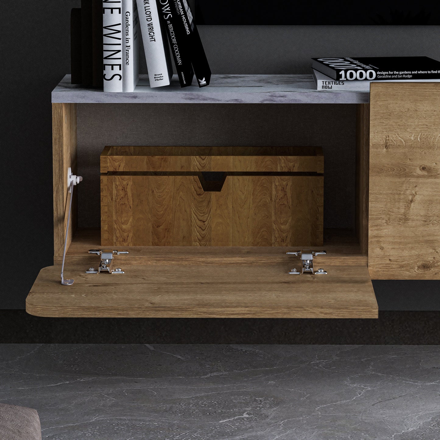 Modern TV Stand - Versatile Wall Mounted Entertainment Center for TVs Up to 80 Inch - Available in Multiple Finishes
