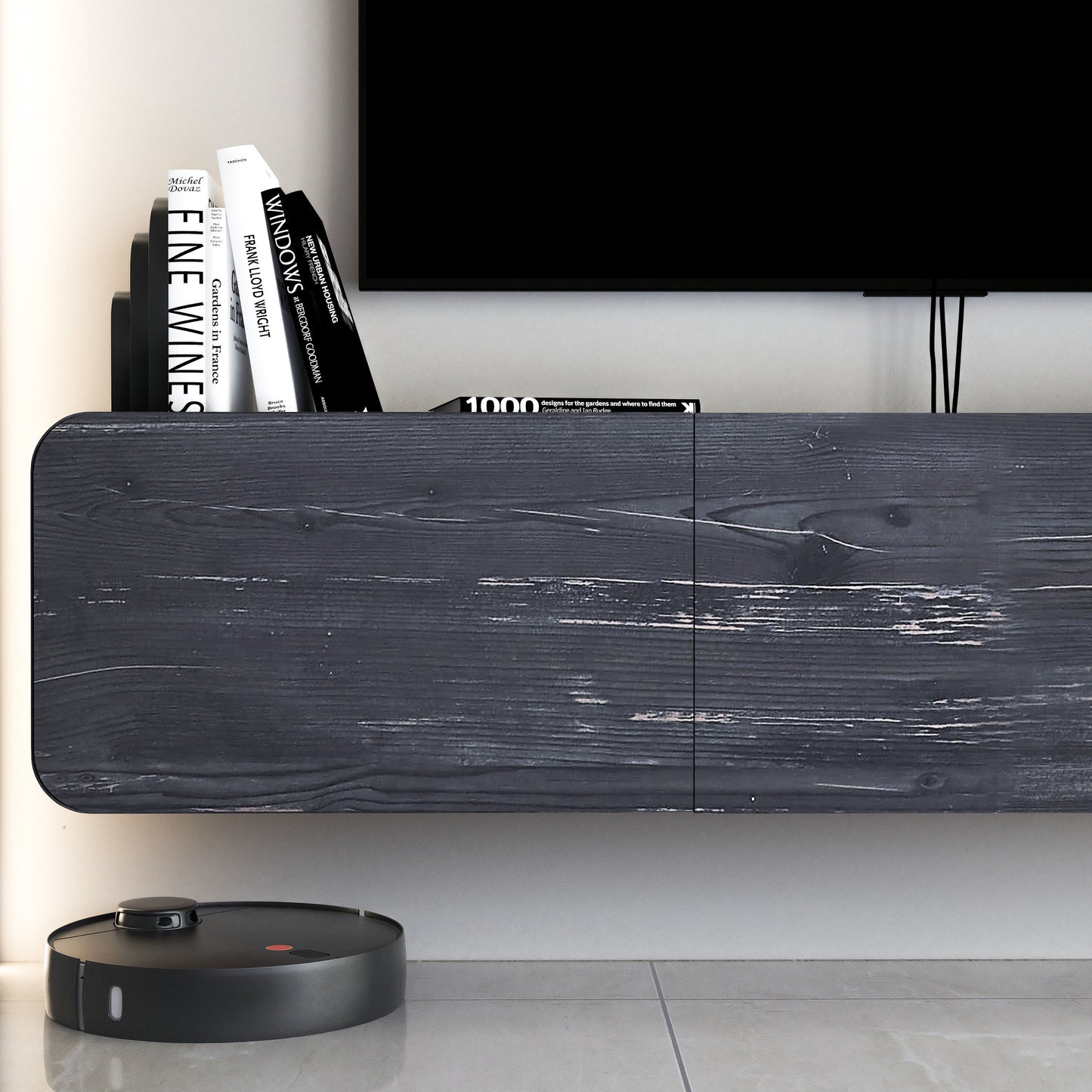 Modern TV Stand - Versatile Wall Mounted Entertainment Center for TVs Up to 80 Inch - Available in Multiple Finishes