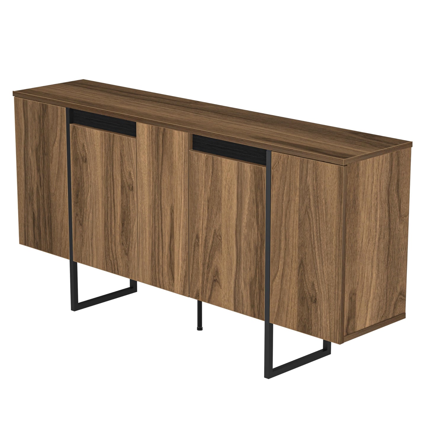 Modern TV Stand and Media Console, Entertainment Center, Adjustable Shelves, Solid Eng Wood, Metal Legs, Large Storage, TV Stand for 75 inch TV, TV Stand 65 inch (63 x 32 Inches)