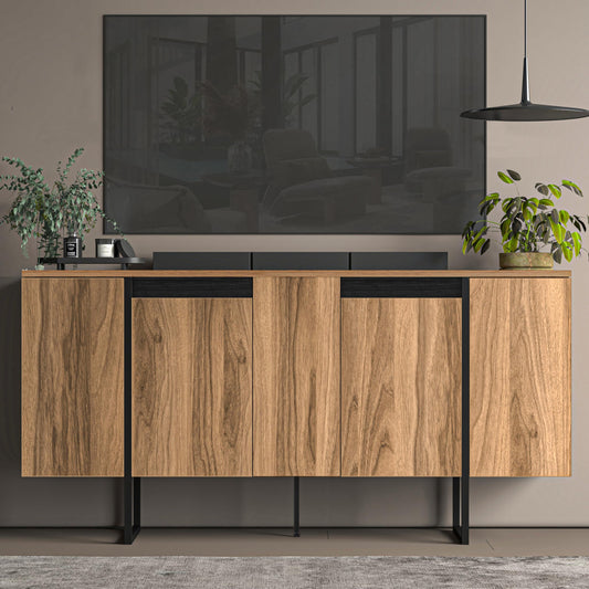 Modern TV Stand and Media Console, Entertainment Center, Adjustable Shelves, Solid Eng Wood, Metal Legs, Large Storage, TV Stand for 75 inch TV, TV Stand 65 inch (63 x 32 Inches)