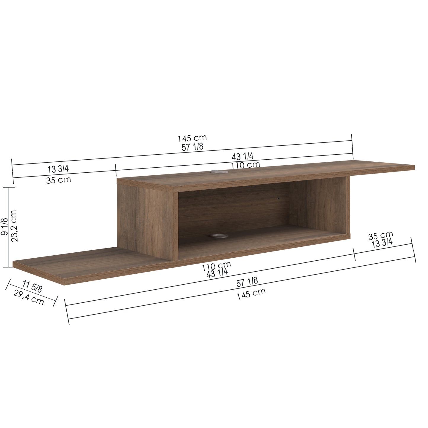 Gaia Floating TV Shelf Wall Mounted Media Console 145cm Entertainment Unit
