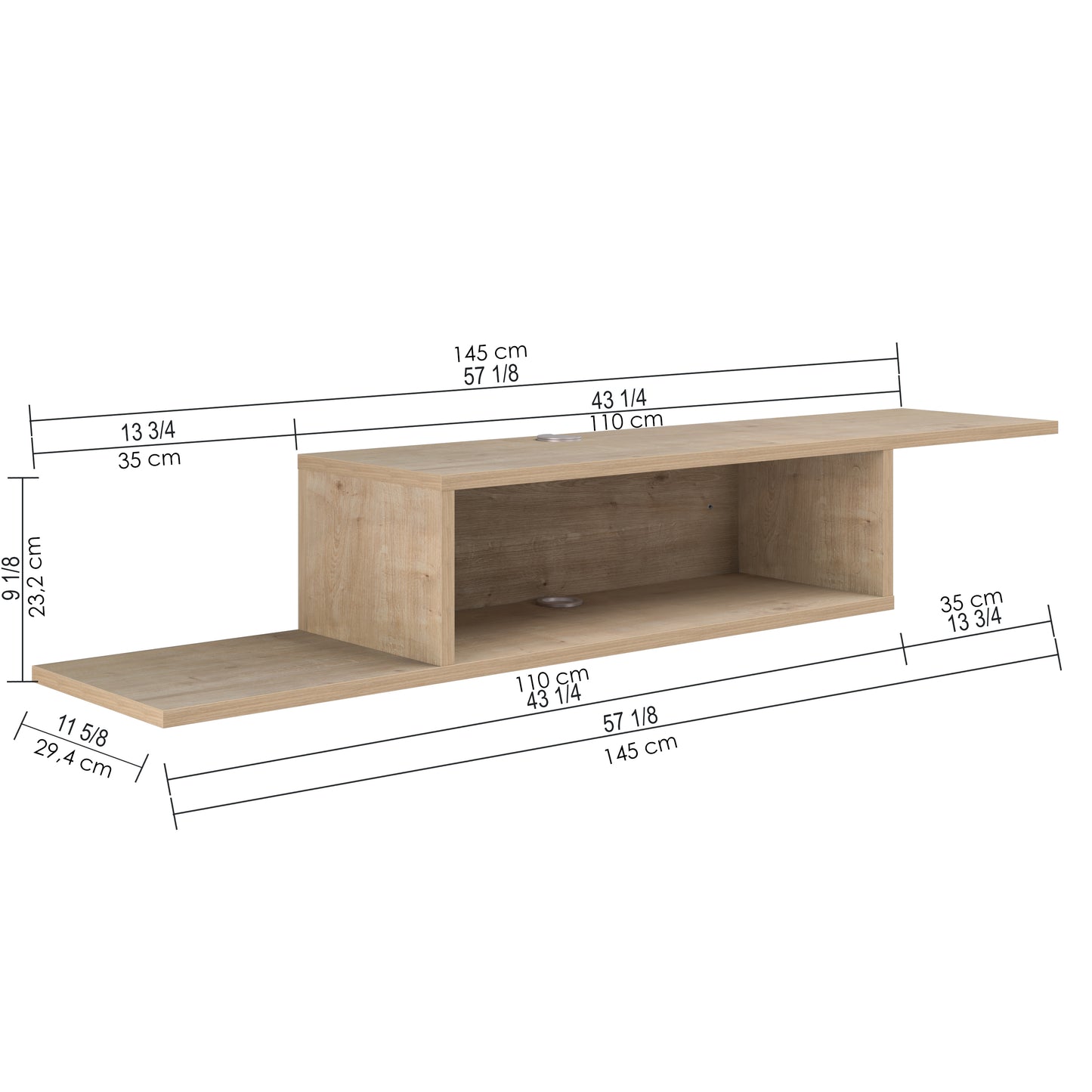 Gaia Floating TV Shelf Wall Mounted Media Console 145cm Entertainment Unit