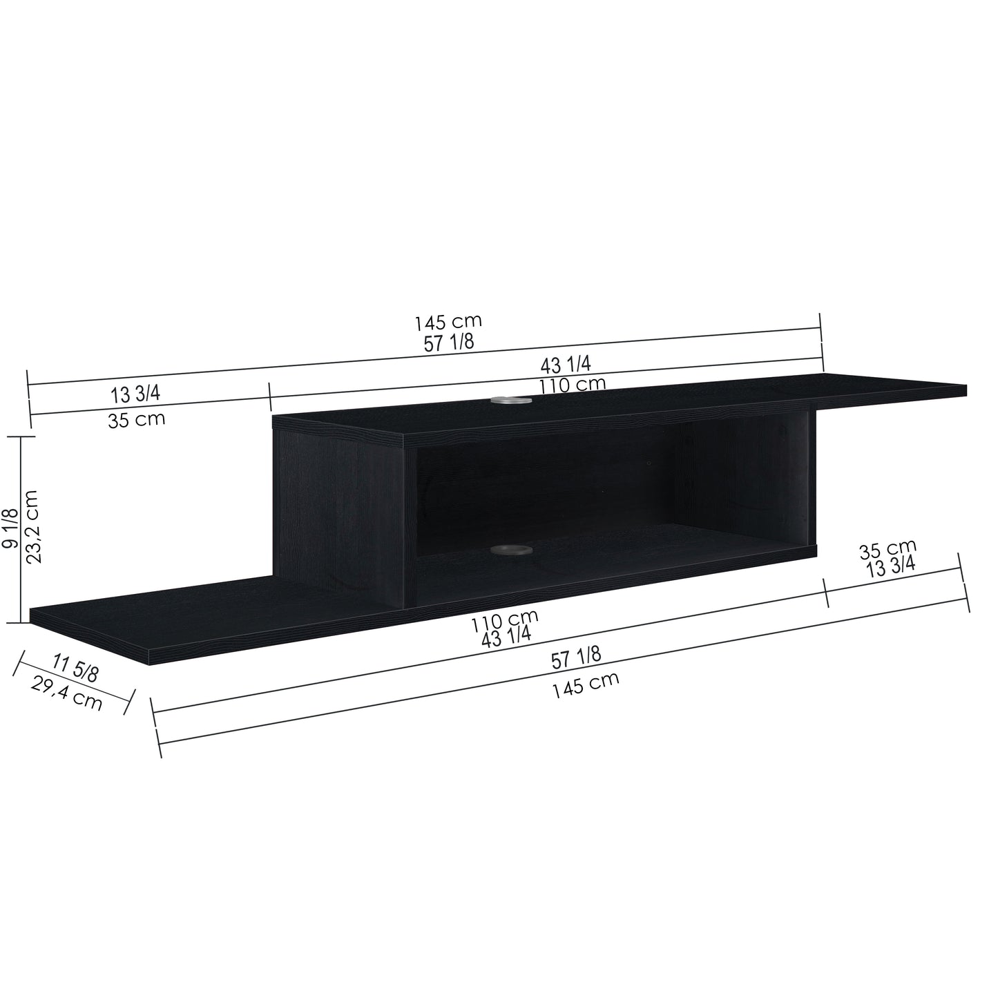 Gaia Floating TV Shelf Wall Mounted Media Console 145cm Entertainment Unit