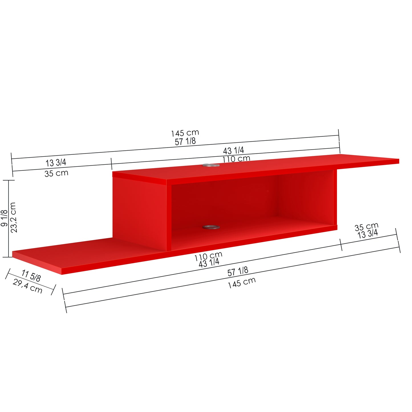 Gaia Floating TV Shelf Wall Mounted Media Console 145cm Entertainment Unit