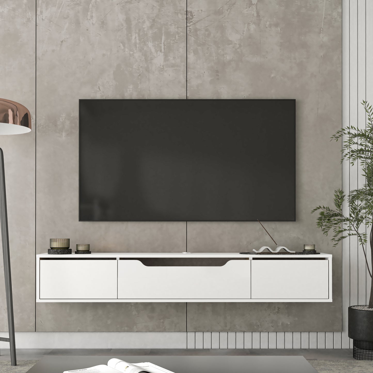 Luna Floating TV Unit 180cm | Wall Mounted Media Cabinet with Storage | Modern TV Stand
