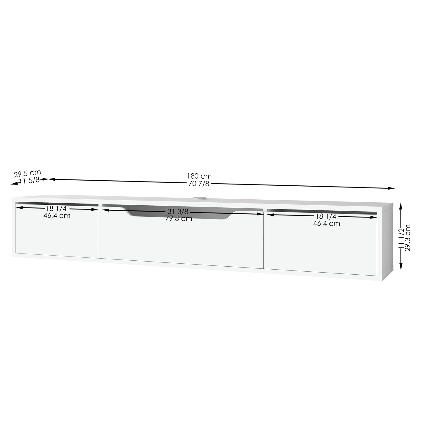 Luna Floating TV Unit 180cm | Wall Mounted Media Cabinet with Storage | Modern TV Stand