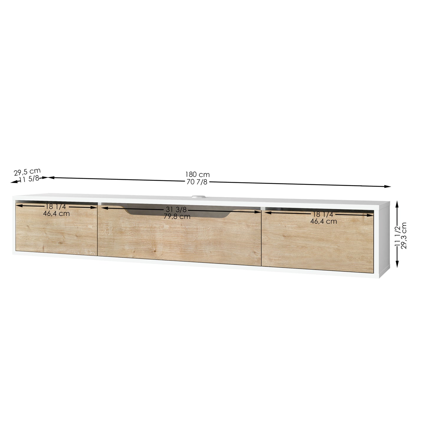 Luna Floating TV Unit 180cm | Wall Mounted Media Cabinet with Storage | Modern TV Stand