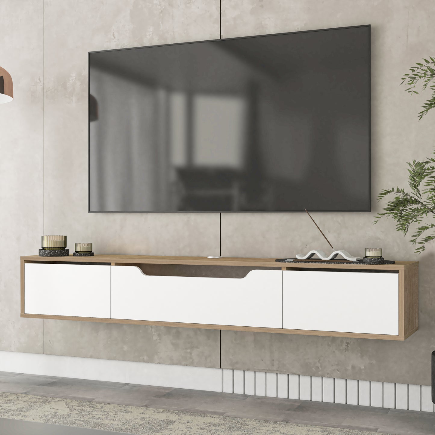 Luna Floating TV Unit 180cm | Wall Mounted Media Cabinet with Storage | Modern TV Stand