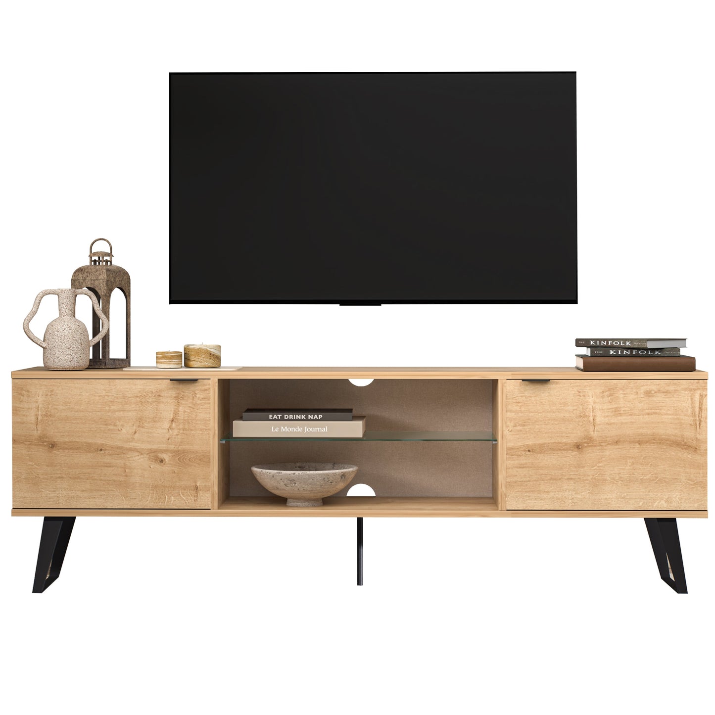 Mid Century TV Stand - Farmhouse Entertainment Center | 4 Colors | For 75 Inch TVs