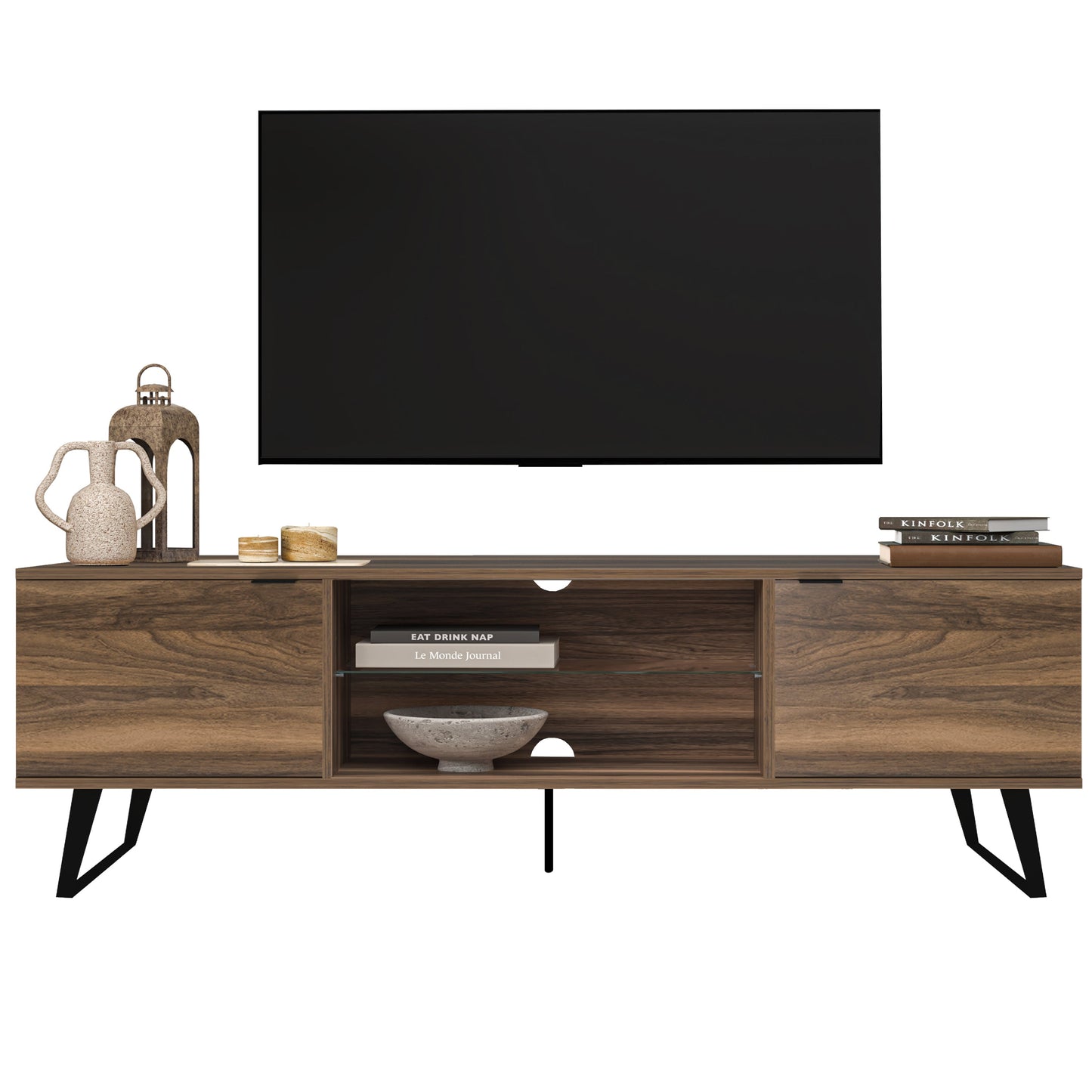 Mid Century TV Stand - Farmhouse Entertainment Center | 4 Colors | For 75 Inch TVs