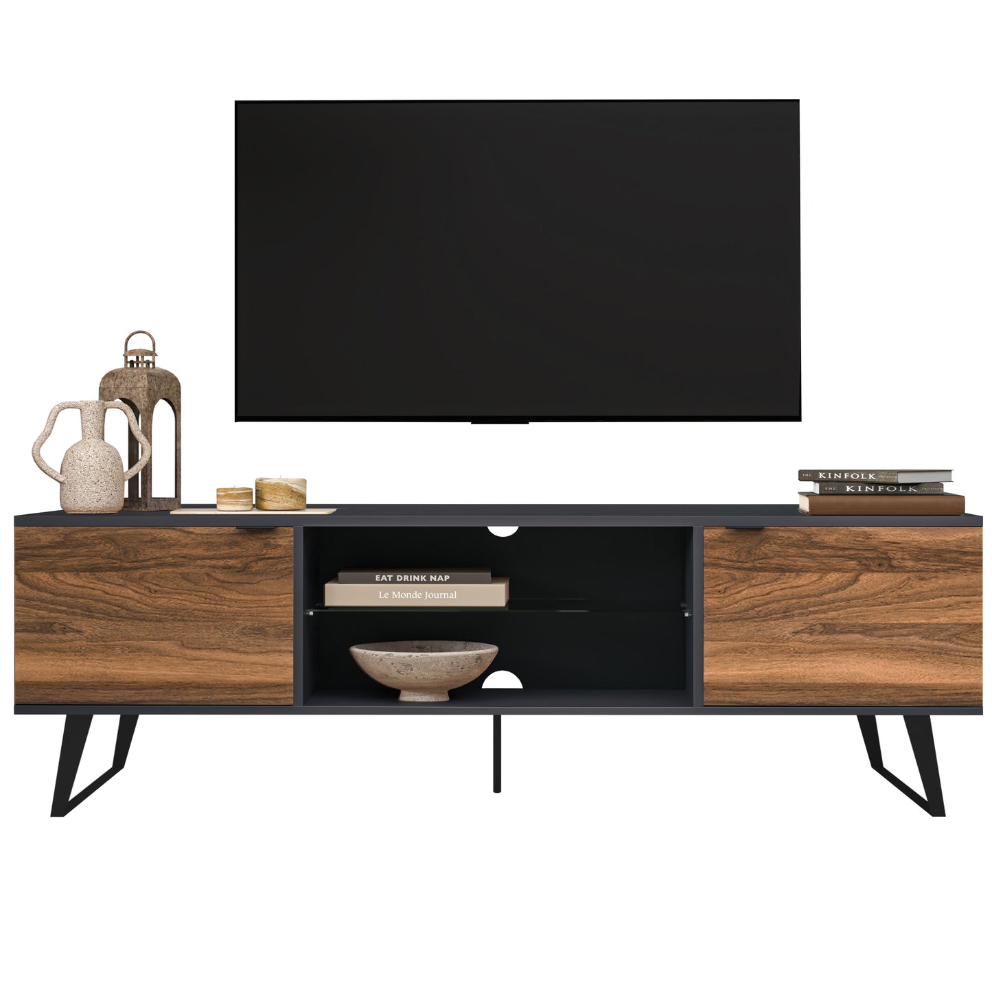 Mid Century TV Stand - Farmhouse Entertainment Center | 4 Colors | For 75 Inch TVs