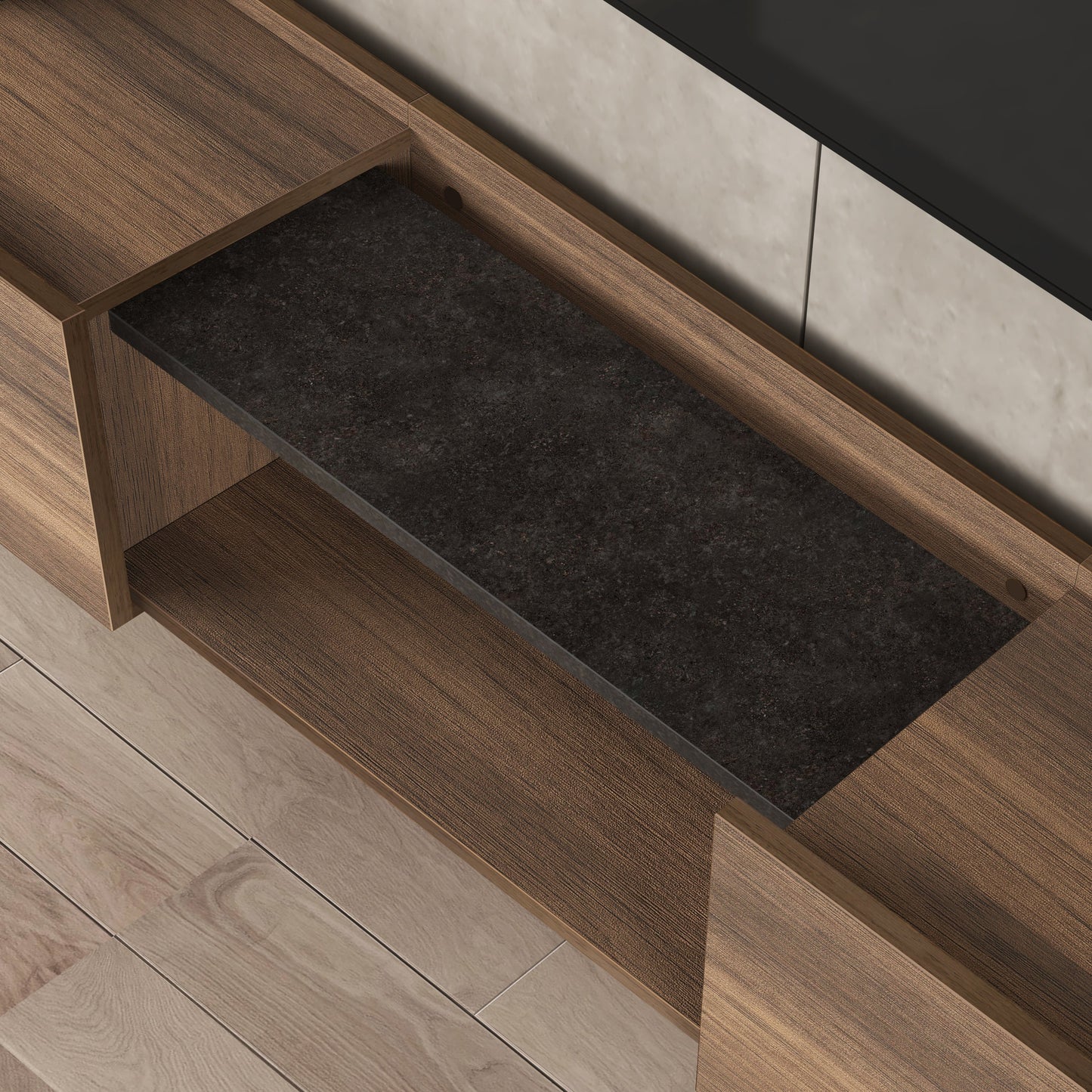 Casilla Floating TV Stand for TVs Up to 80" – Wall Mounted Media Console with Cabinet and Glass Shelf