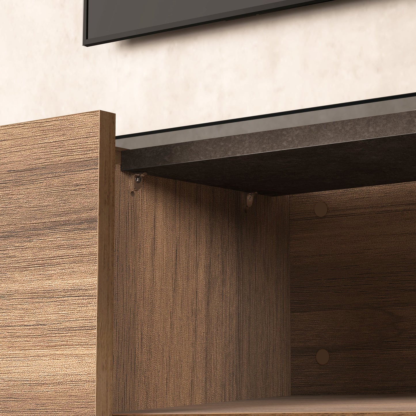 Casilla Floating TV Stand for TVs Up to 80" – Wall Mounted Media Console with Cabinet and Glass Shelf