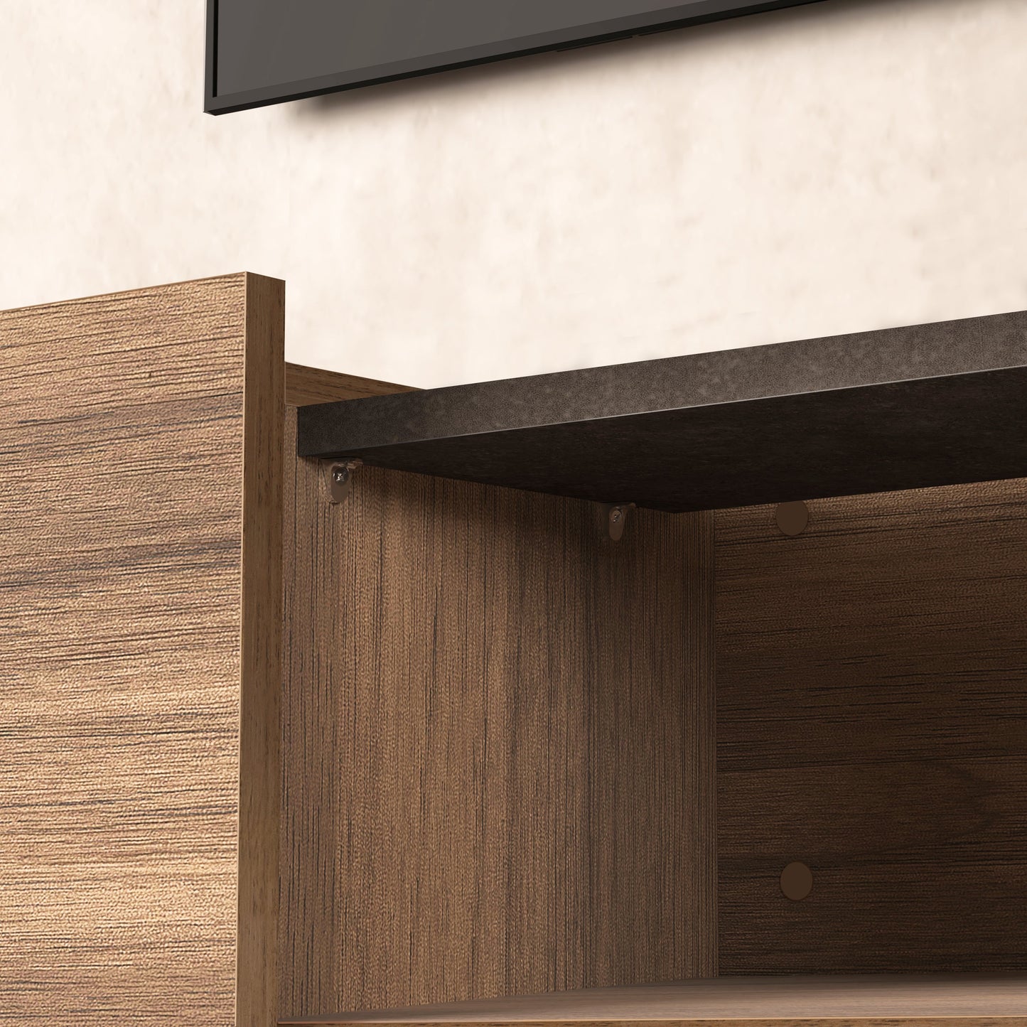 Casilla Floating TV Stand for TVs Up to 80" – Wall Mounted Media Console with Cabinet and Glass Shelf