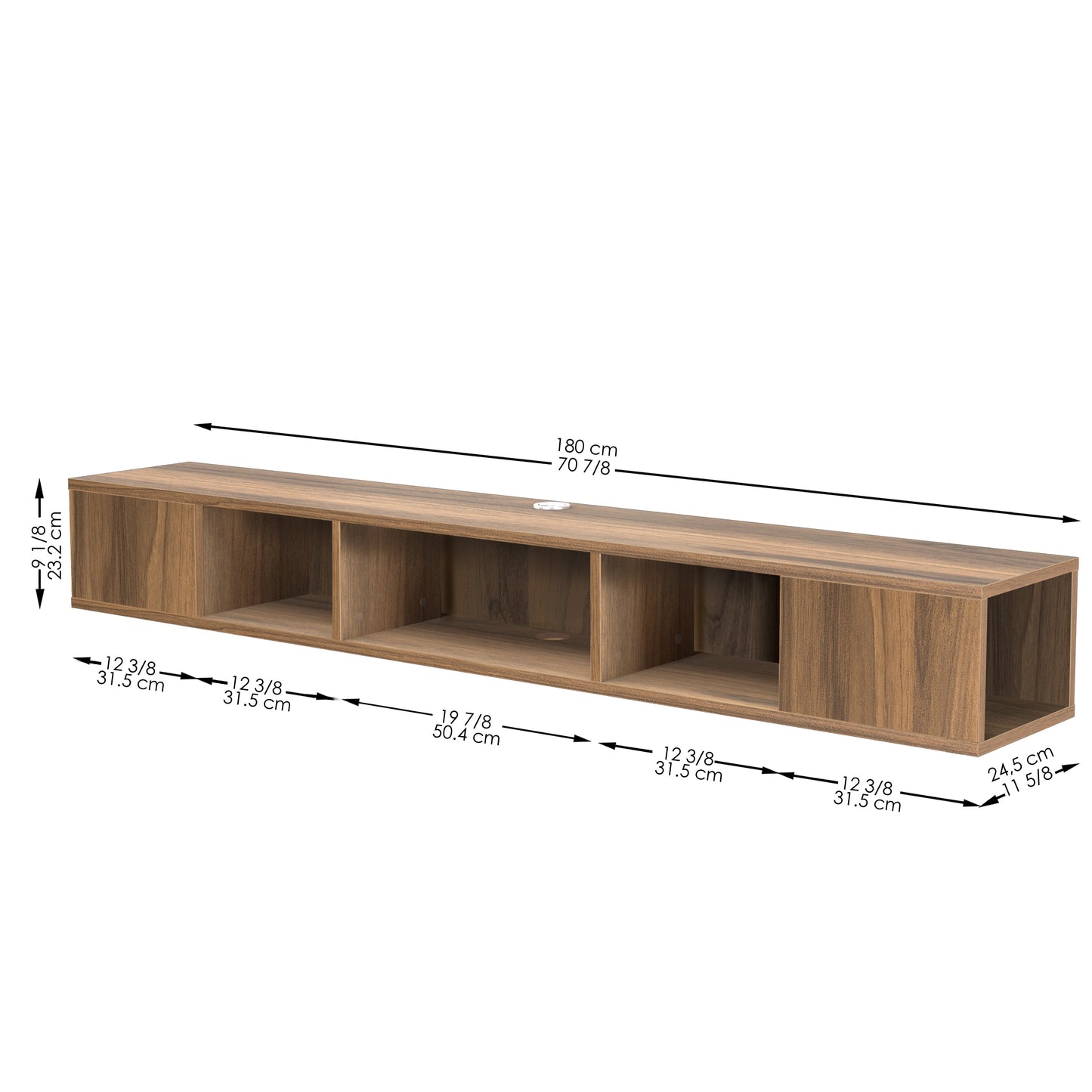 Modern Wall Mounted Media Console with Open Shelf Floating TV Stand