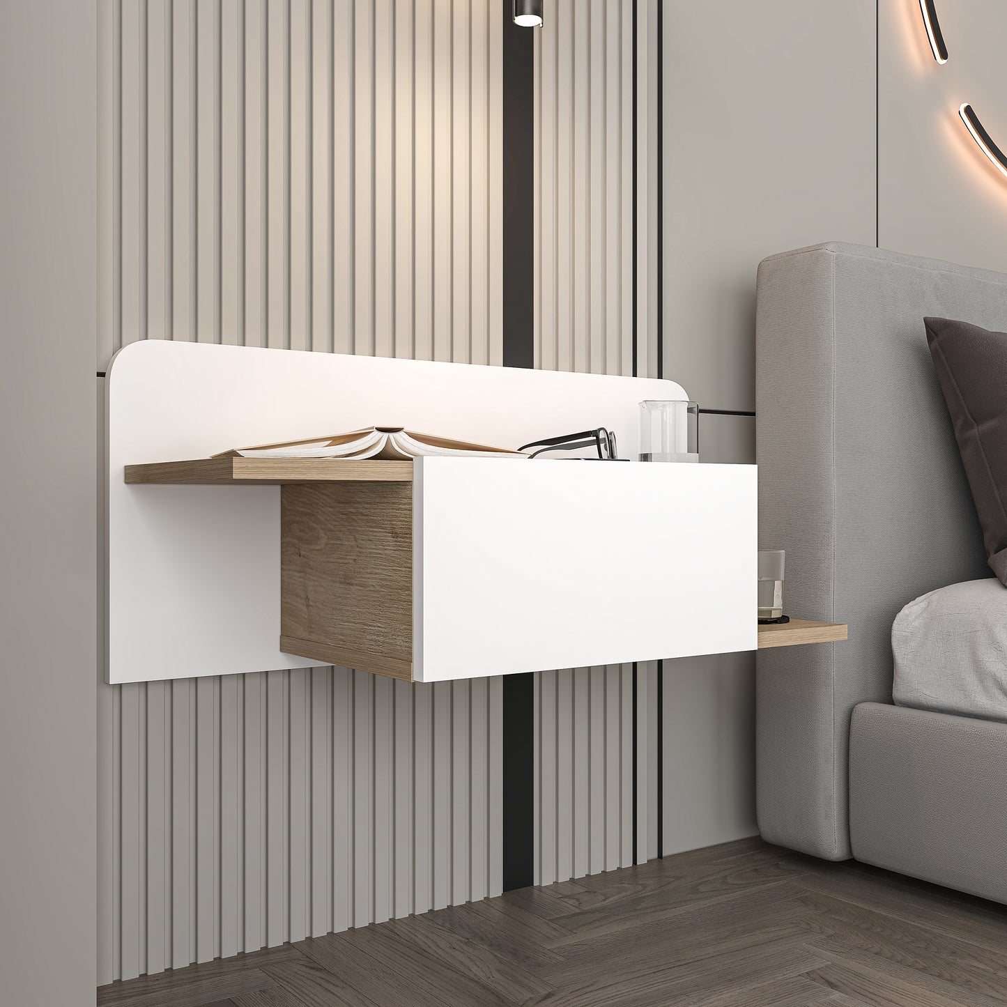 Wall-Mounted Nightstand – Single Door, Minimal & Versatile