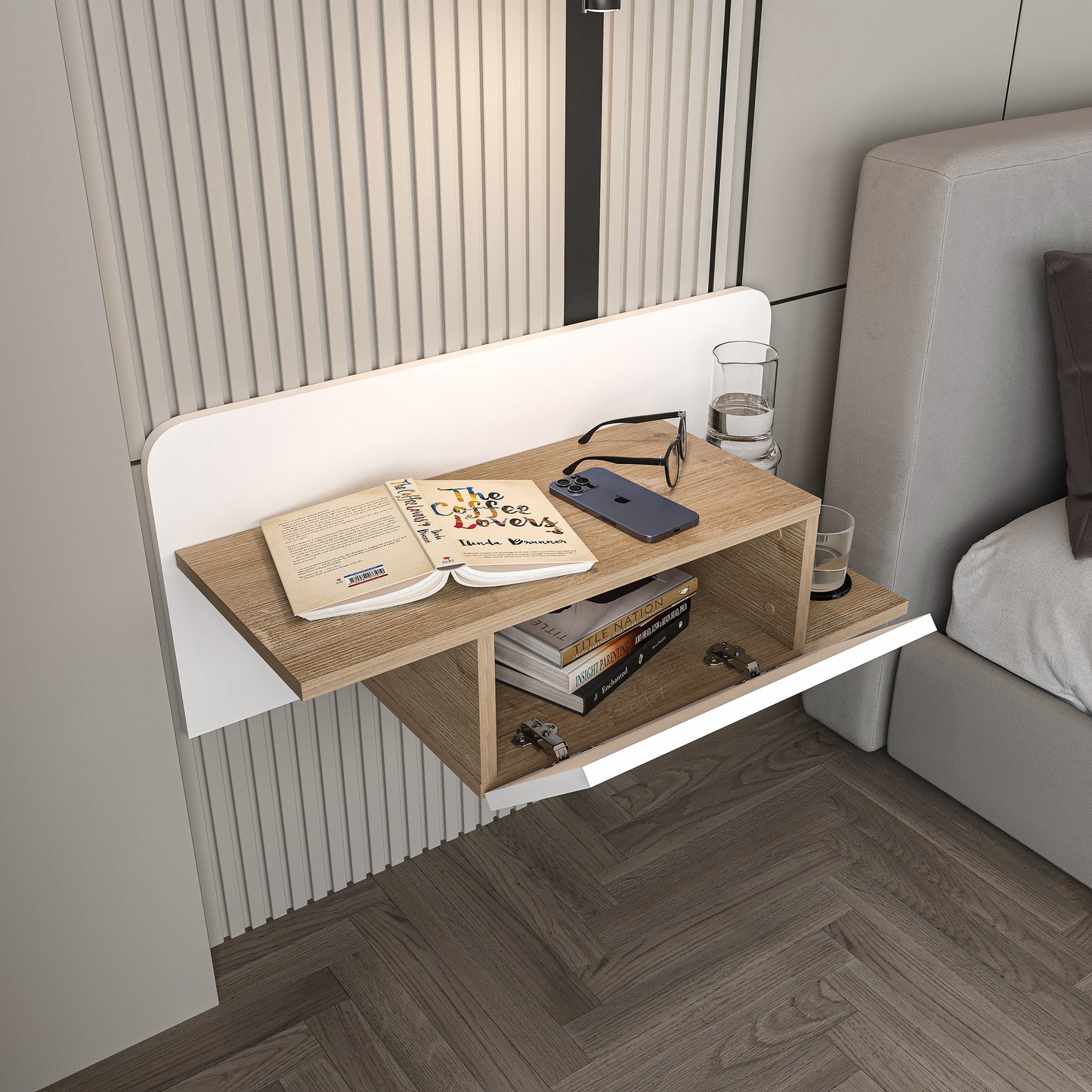 Wall-Mounted Nightstand – Single Door, Minimal & Versatile