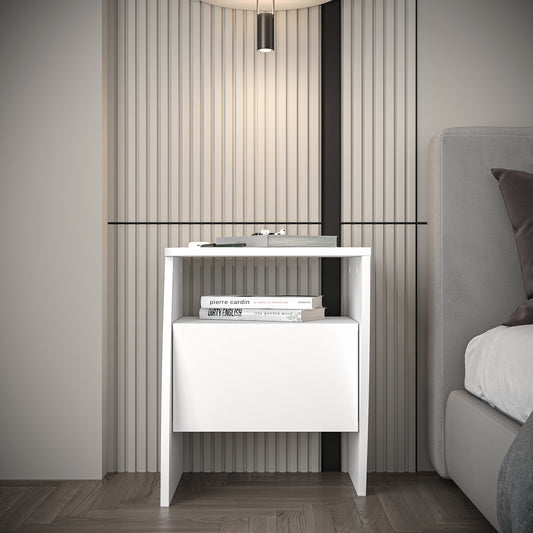 Piece Single Door Nightstand Set – Opposite Rounded Edges, Modern Design