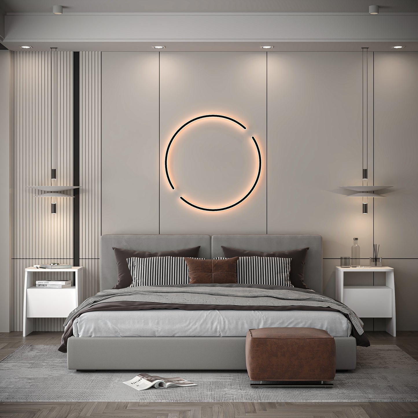 Piece Single Door Nightstand Set – Opposite Rounded Edges, Modern Design