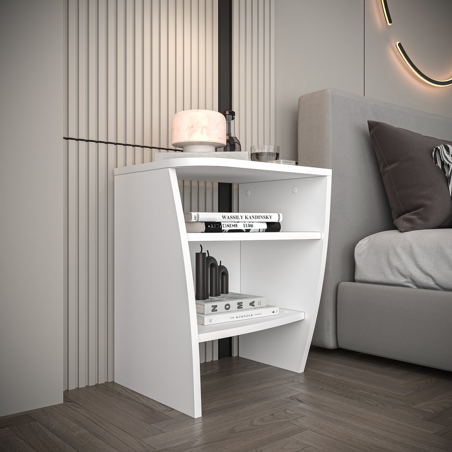 Modern Nightstand – Small & Sleek, No Door