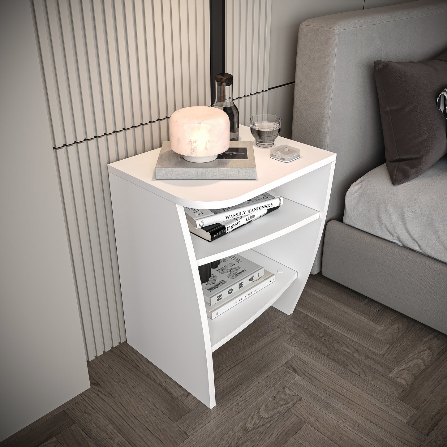 Modern Nightstand – Small & Sleek, No Door